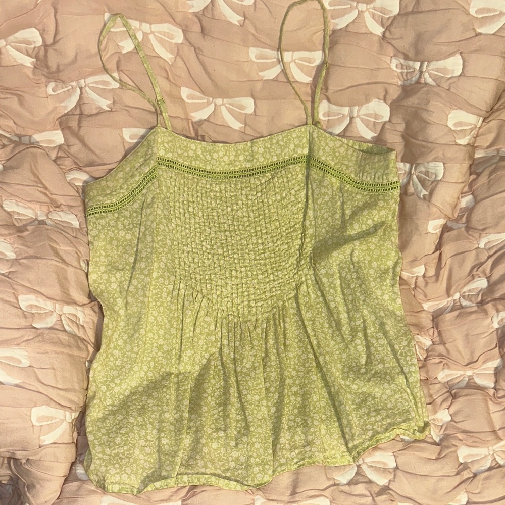 Old Navy Light Green Floral Smocked Cami